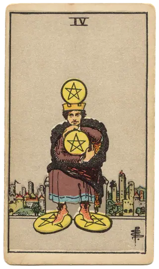 Четворка пентакли, права карта